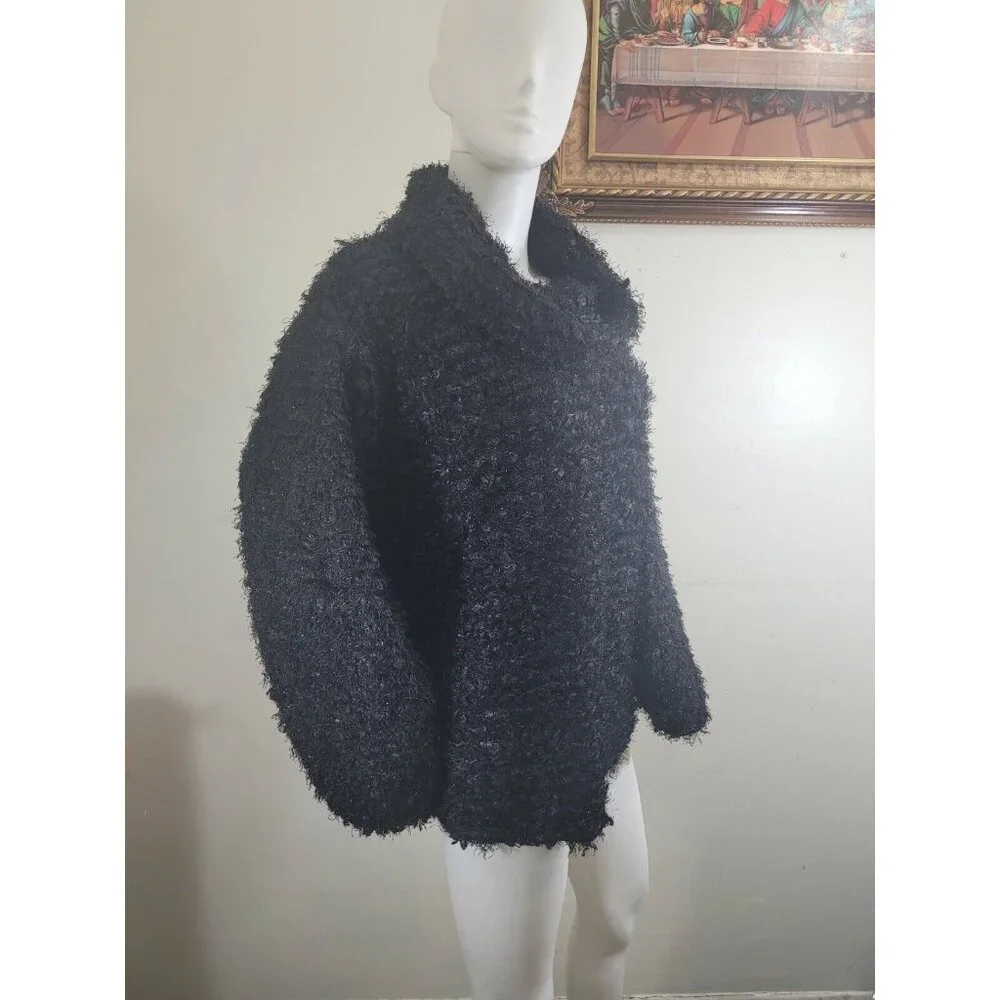 Westbound Womens Size 1 X Long Sleeve Turtleneck Black Silver Fuzzy Sweater 35 - Picture 3 of 7